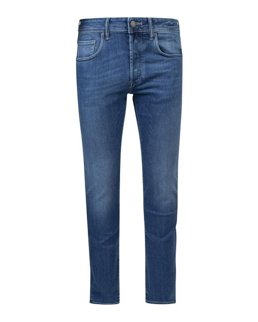 Incotex Blue Slim Fit Stretch Cotton Jeans for men