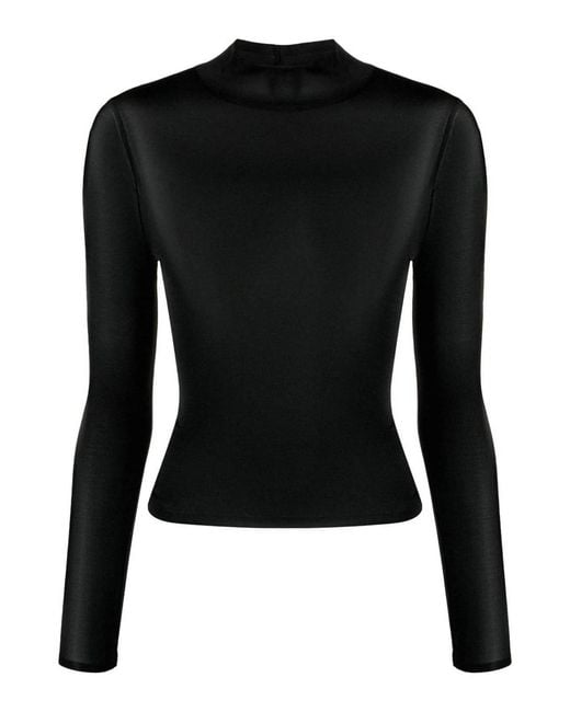 Courreges Black Second Skin Mockneck Top