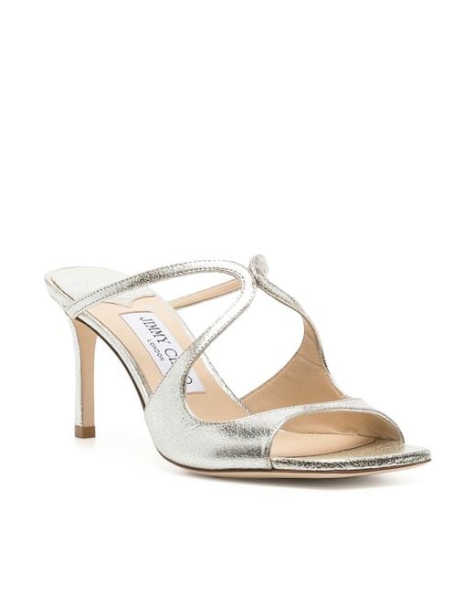 Jimmy Choo Metallic Champagne Laminated Leather Clogs