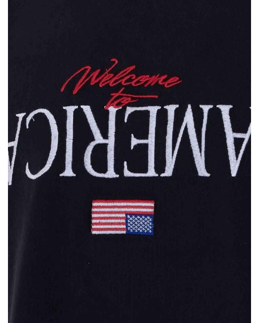 Willy Chavarria Blue Welcome To America T-Shirt for men