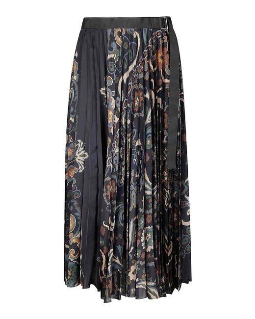 Sacai Black Floral Print Skirt