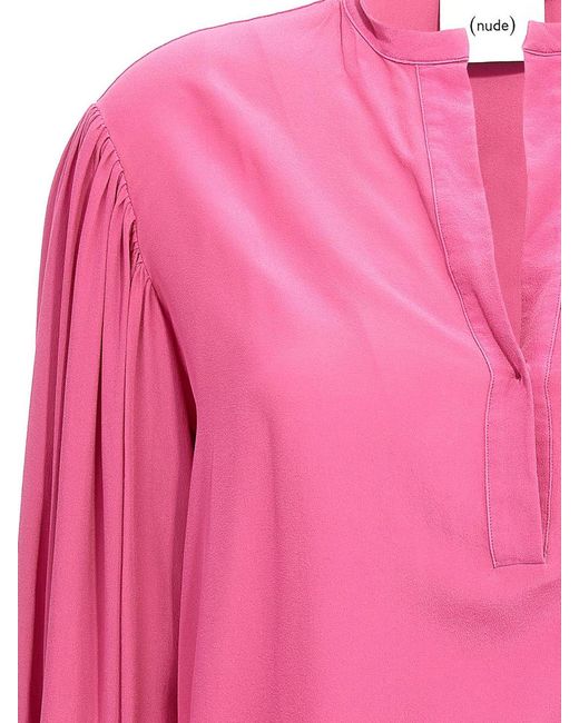Nude Pink Silk Bloshirt