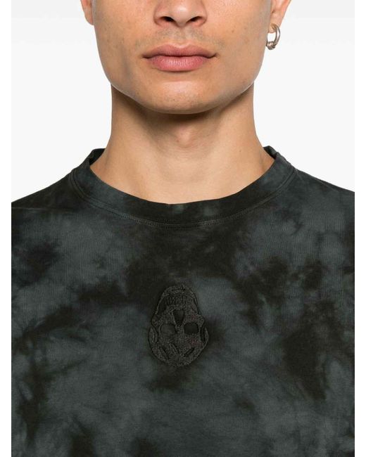 McQueen Black Cotton T-Shirt With Print for men