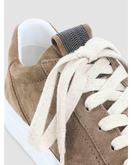 Brunello Cucinelli White Suede Leather Sneakers
