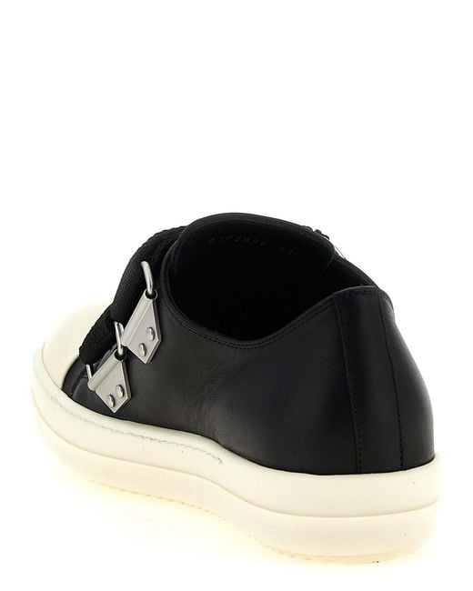 Rick Owens Black Cowhide Low Top Sneakers for men