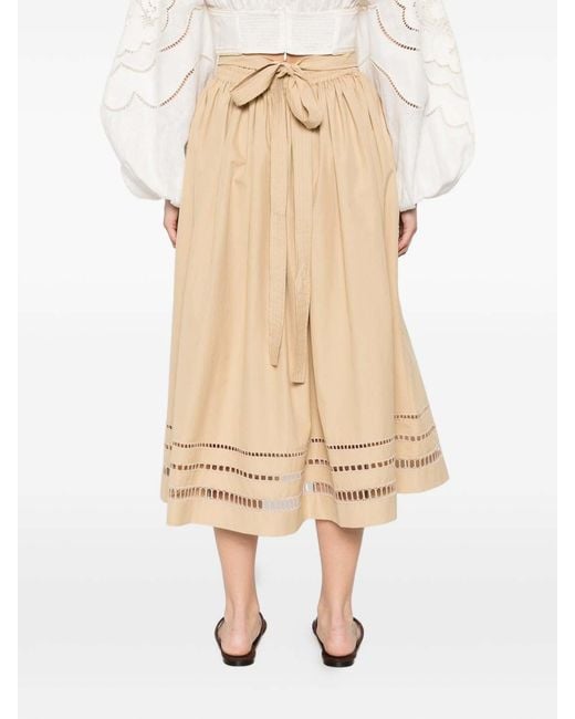 Ermanno Scervino Natural Camel Cotton Midi Skirt