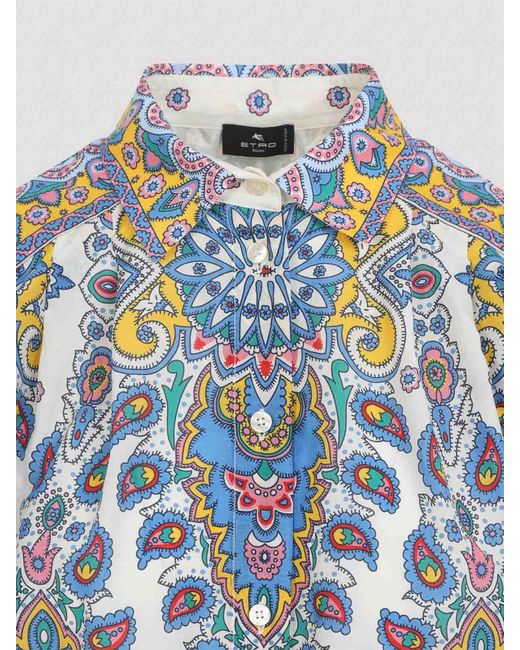 Etro Blue Cotton And Silk Blouse