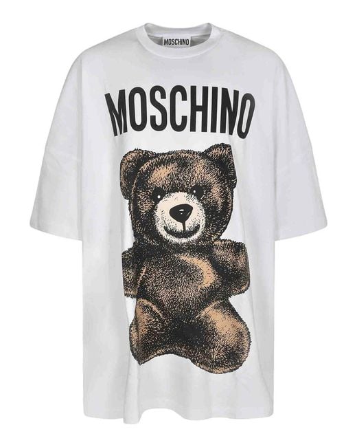 Moschino White Teddy Bear-Print Crewneck T-Shirt for men