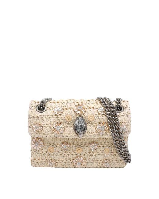 Kurt Geiger Natural Mini Rafia Kensington Shoulder Bag
