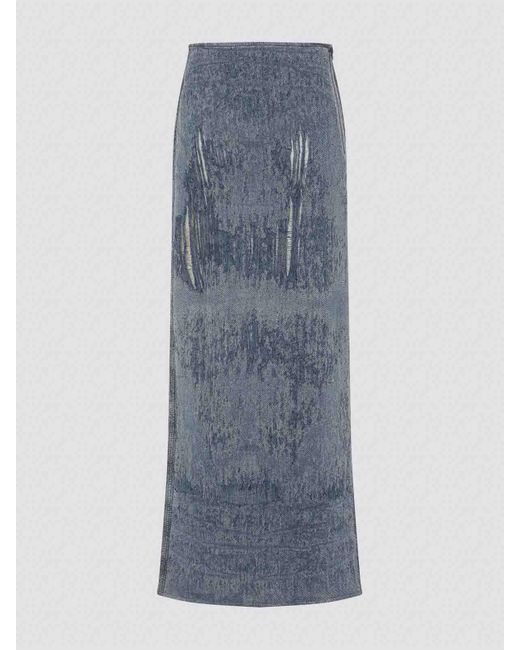 DIESEL Blue De-Megan-Fsg Long Skirt