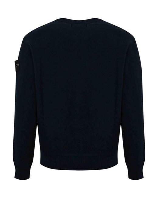Stone Island Blue Cotton Micro Stitch Sweater for men