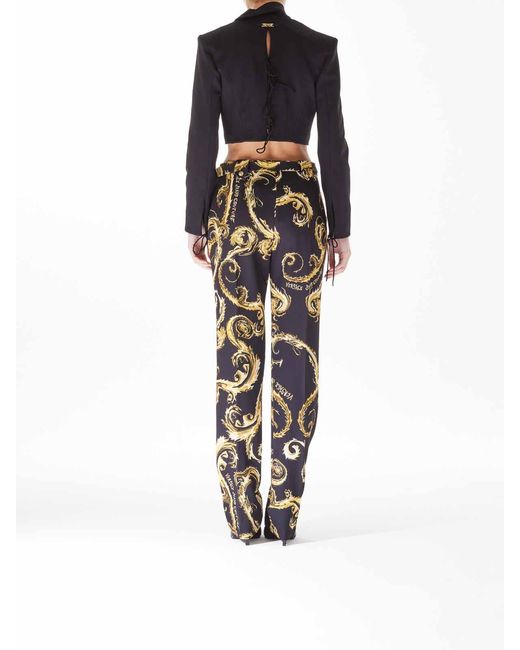 Versace Jeans Couture Black Cady Baroque Trousers