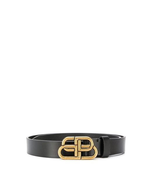 Balenciaga White Bb Leather Belt