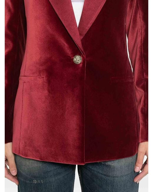 Alice + Olivia Red Velvet Single-Breasted Jacket