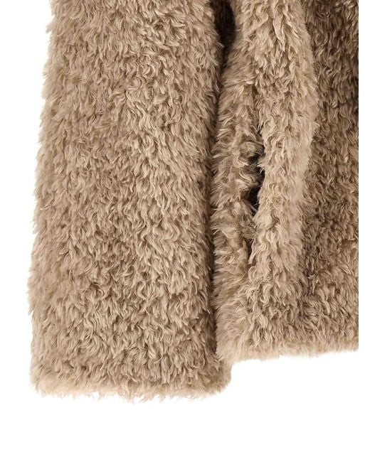 Herno Brown Curled Shearling Effect Coat