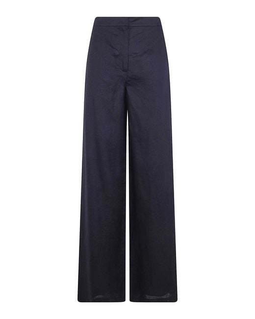Max Mara Blue Tapioca Linen Classic Trousers