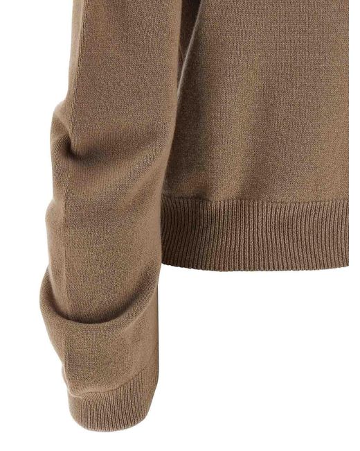 Nude Brown Curved Sleeve Sweater