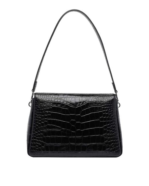 Tory Burch Black Charlie Croco Shoulder Bag