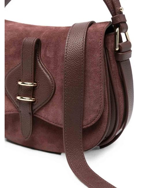 Coccinelle Purple Handbag Suede Leather/Micro Grale