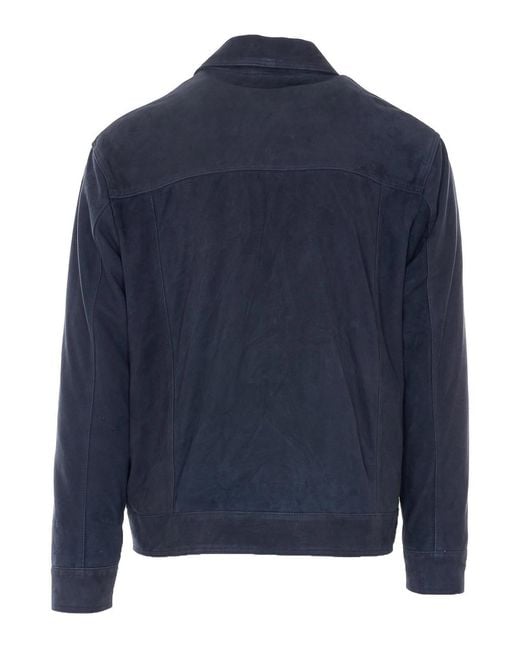 Arma Blue Royal Kale Suede Jacket for men