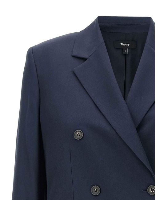 Theory Blue Double-Breasted Blazer