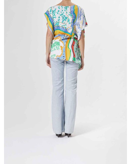 Moschino Blue Top Stampa Foulard