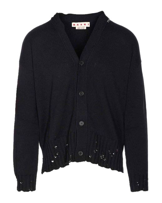 Marni Blue Knitted Cardigan With Buttons Closure for men