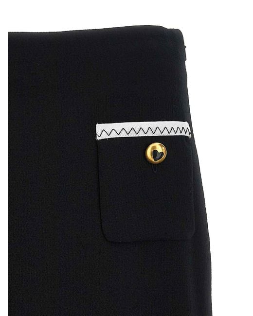 Moschino Black Heart Button Skirt