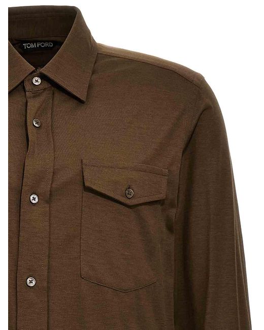 Tom Ford Brown Silk Blend Shirt for men