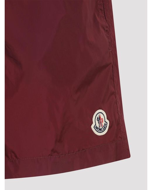 Moncler Red Polyamide Swim Shorts for men