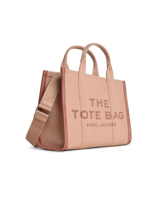 Marc Jacobs Pink Embroidered Logo Lettering Cotton Tote Bag