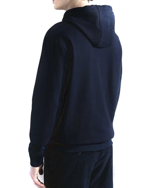 Paul & Shark Blue Shark-Print Cotton Hoodie for men