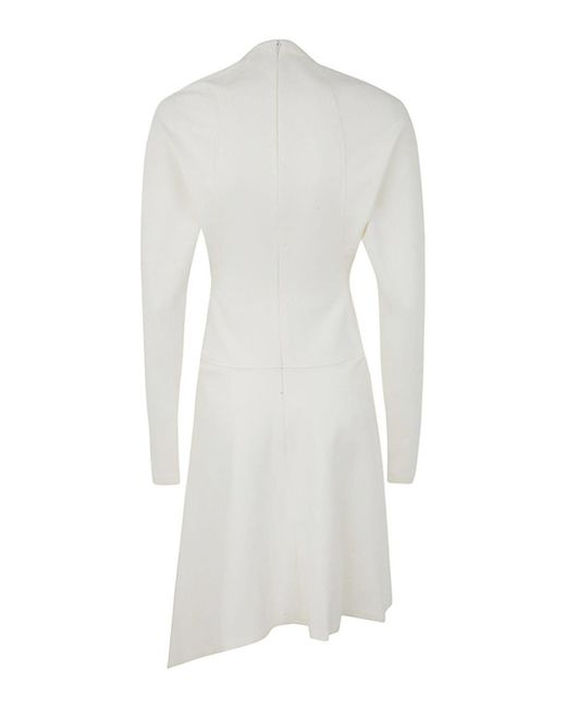 J.W. Anderson White Neck Chain Long Sleeve Dress