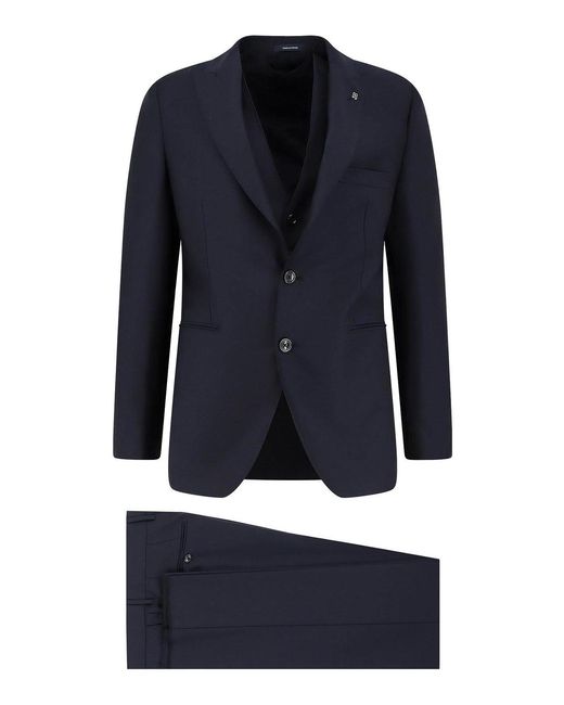 Tagliatore Blue Virgin Wool Suit With Waistcoat for men