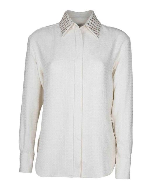 Golden Goose Deluxe Brand White Cotton Check Print Shirt