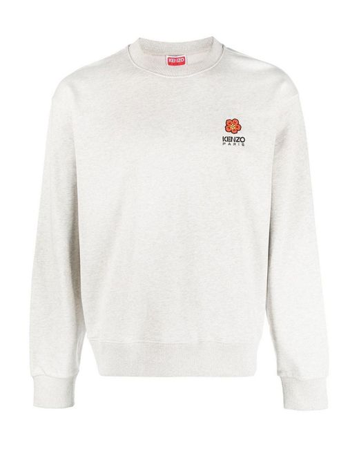 KENZO White Floral Embroidery Crewneck for men