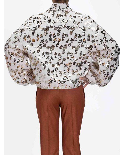 Genny White Bomber Paillettes