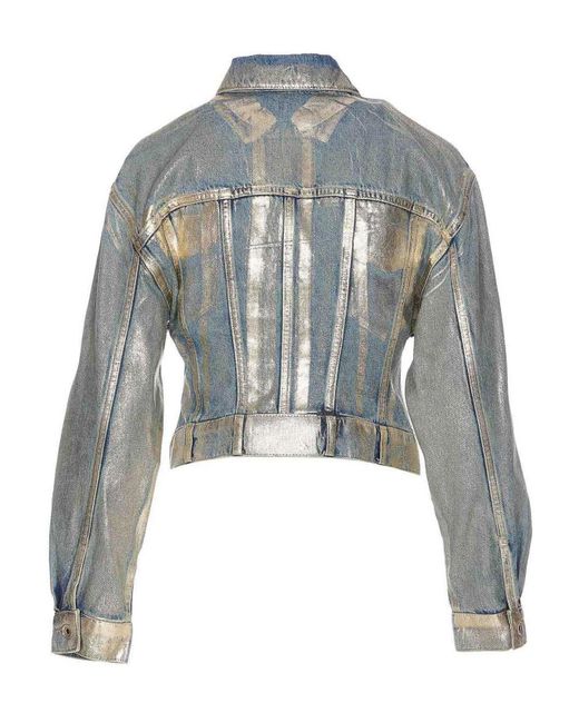 Patrizia Pepe Blue Metallized Effect Denim Jacket