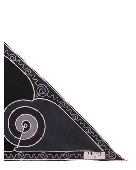 Emilio Pucci Black Astro Print Triangle Scarf