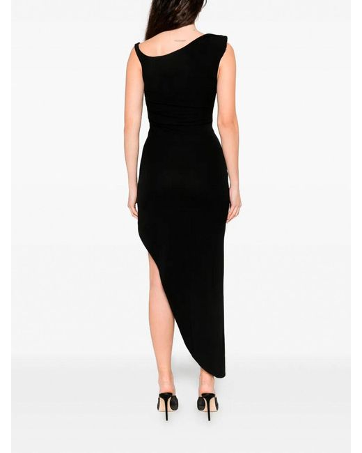 Elisabetta Franchi Black Asymmetric Sleeveless Dress