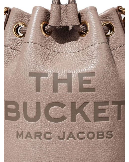 Marc Jacobs Natural Grained Leather Bucket Bag With Logo