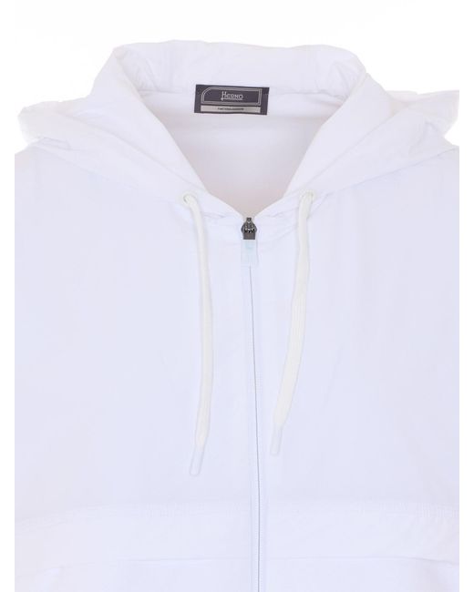 Herno White Zipped Hoodie