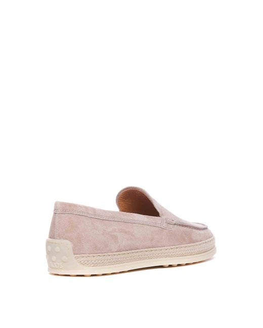 Tod's Pink Loafers Round Toe Logo