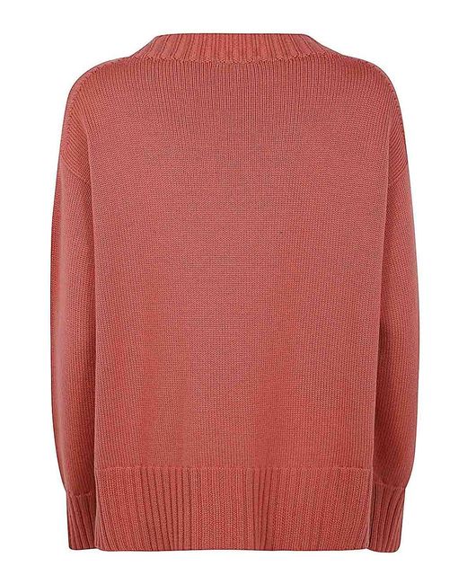 Drumohr Pink Long Sleeves Crew Neck Oversized Sweater