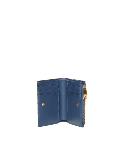Bottega Veneta Blue Small Intrecciato Bi-Fold Wallet