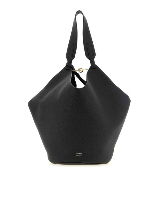 Khaite Black Medium 'Lotus' Shopping Bag