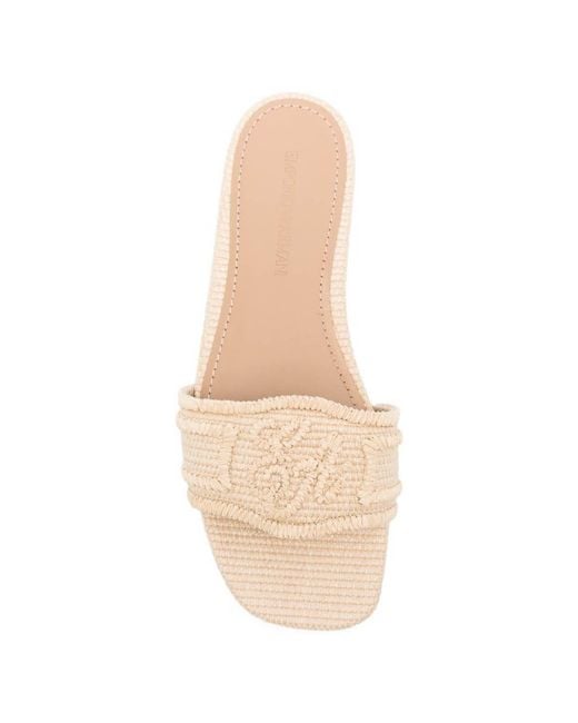 Emporio Armani Natural Rafia Flat Sandals