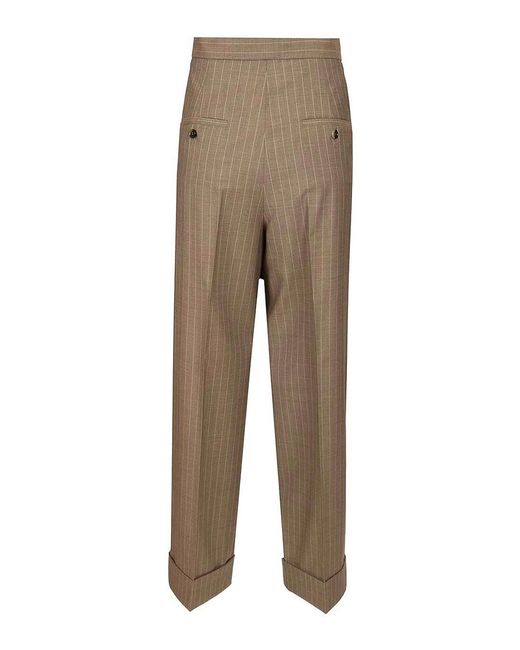 Max Mara Natural Pinstriped Trousers