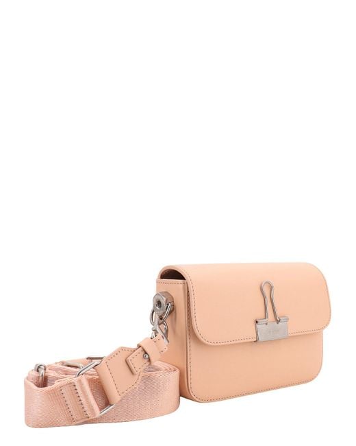 Off-White c/o Virgil Abloh Natural Leather Shoulder Bag With Engraved Logo