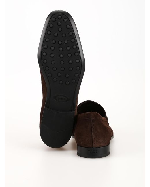 Tod's Brown Suede Square Toe Loafers for men